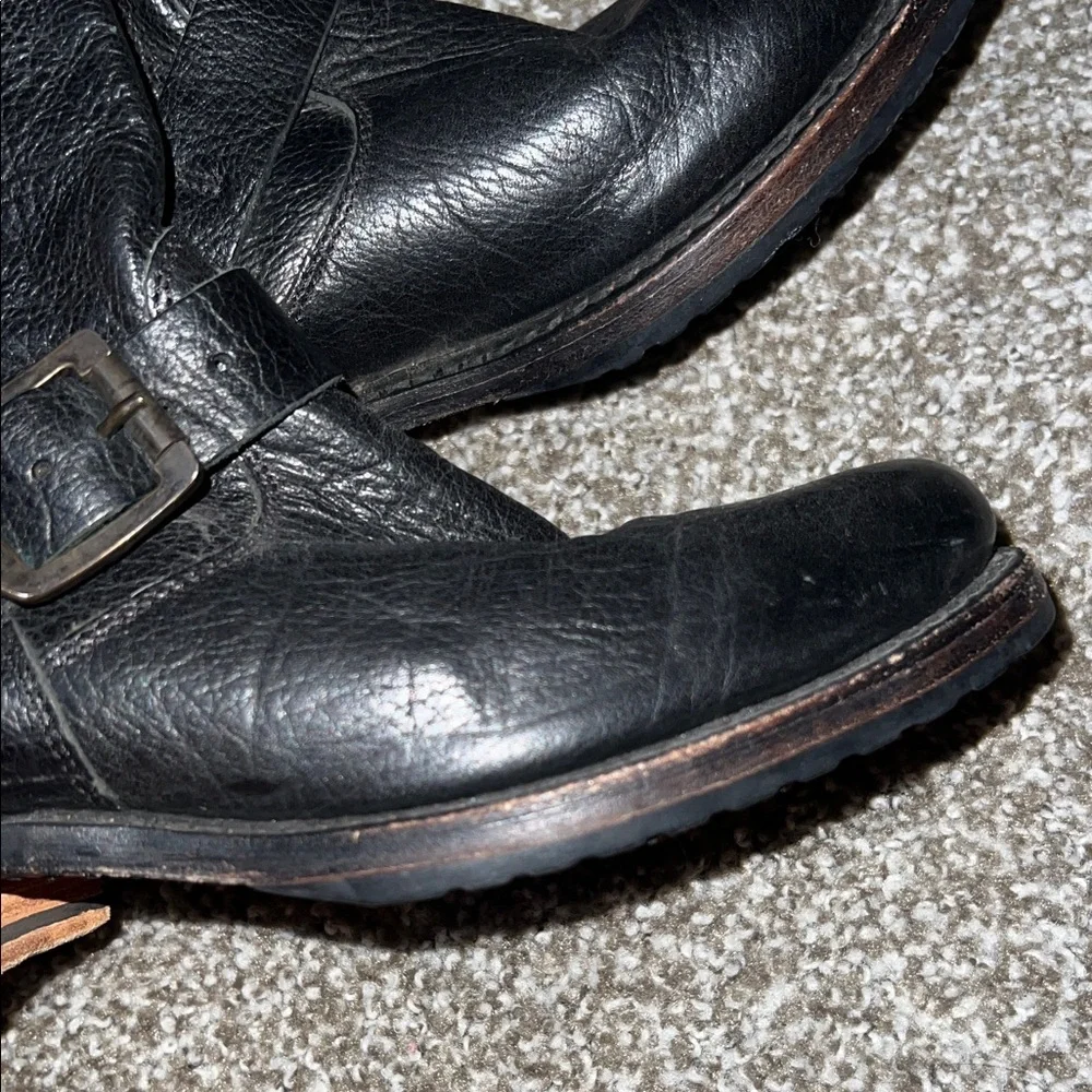 Frye Black Leather Ankle Booties with Buckles - Picture 6 of 16